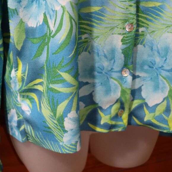 United States Sweaters Vintage Tropical Floral Cardigan Blue XL Made in USA - Picture 5 of 11